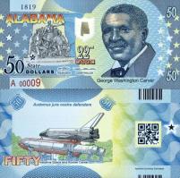 *USA 50 Dollars 2015 22. štát - Alabama polymer - Kliknutím na obrázok zatvorte -